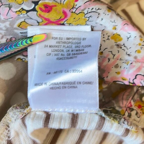 Anthropologie Postmark Top - Small - White/Tan Polka Dots Stripes and Floral - Picture 12 of 13